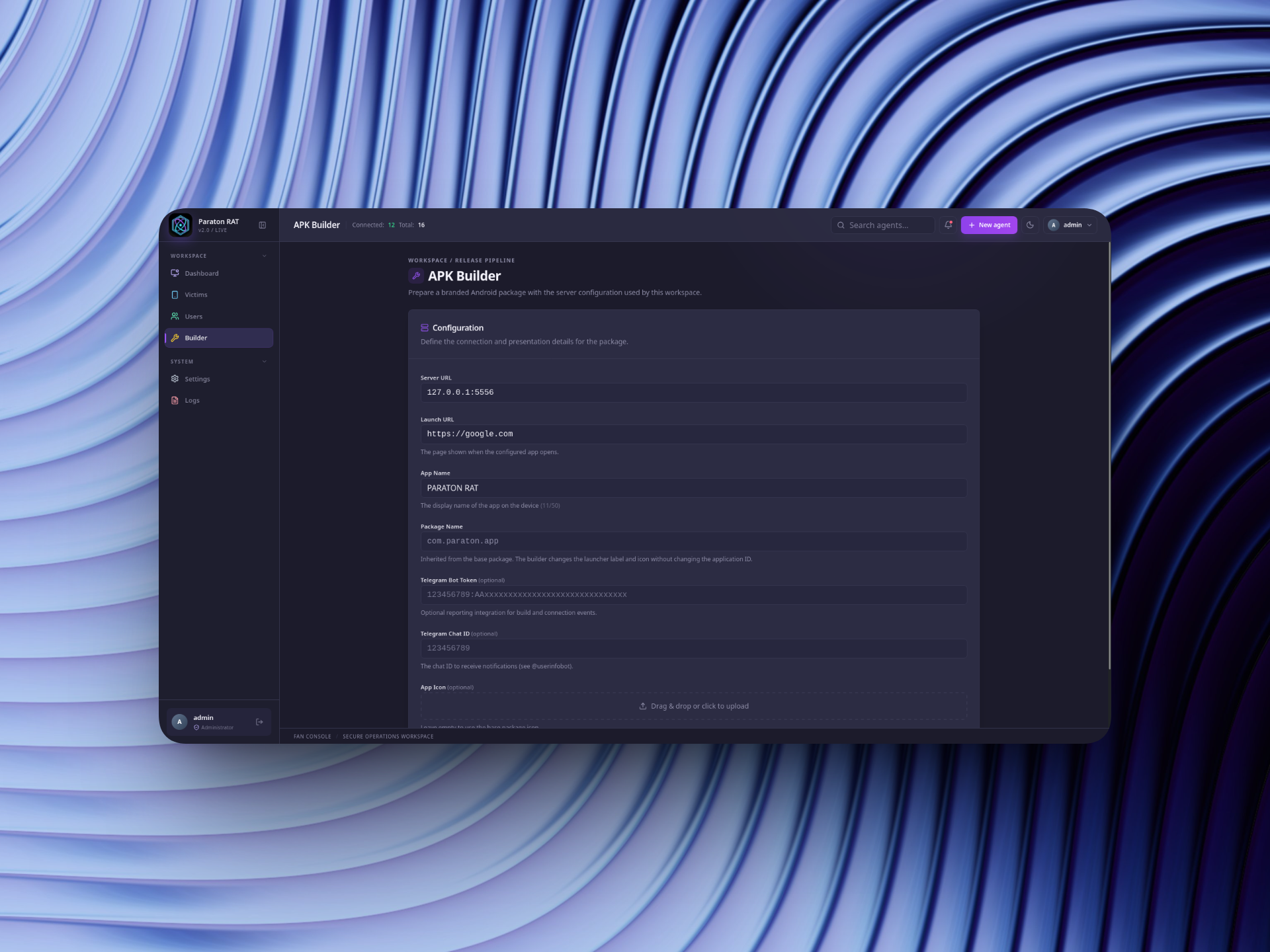 Paraton RAT authorized deployment builder configuration